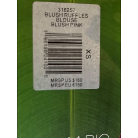 Farm Rio Smocked Blouse Top Ruffles Pink Size XS New With Tag - Picture 4 of 6